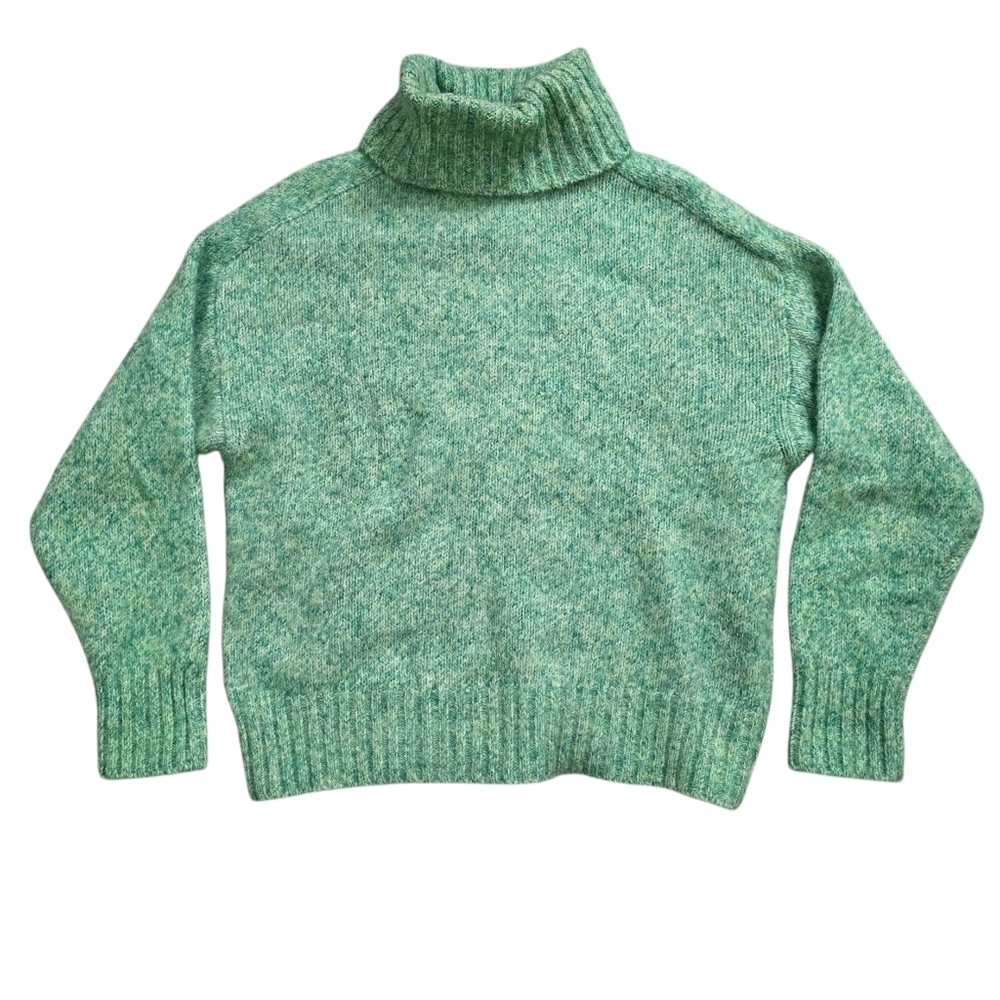 Zara Turtleneck Green Knit Sweater Size Medium